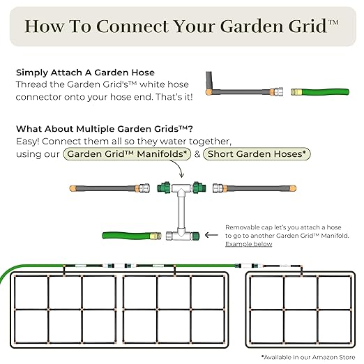 Garden Grid Connection Manifold | 15" Height | Connect Neighboring Garden Grids or Just 1 and/or Daisy-Chain from Manifold to Manifold with Garden Hoses to Connect Many Garden Grids