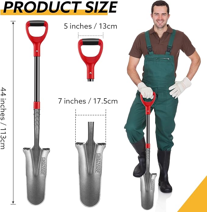 Shovel Spade Drain Spade Shovel Digging Spade Shovels for Digging Serrated Shovel Garden Shovel Narrow Shovel,44 inches