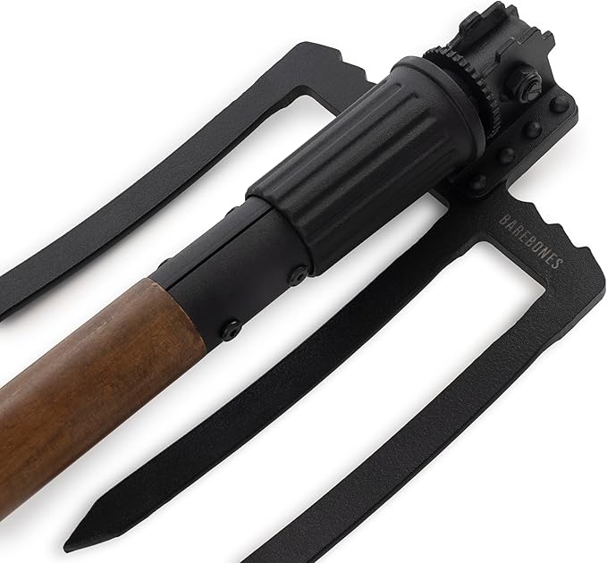 Barebones Folding Spading Fork - Versatile Gardening Tools for Digging, Aerating, and Trenching - Durable Steel Fork with Twist-Lock Design