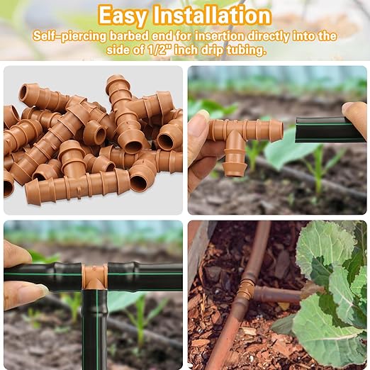 32 Pieces Drip Irrigation Fittings Kit: 1/2 Inch Drip Irrigation Tubing Set Includes 8 Couplings 8 Tees 6 Elbows 6 Plugs 2 Crosses 2 Valves for Sprinkler Systems