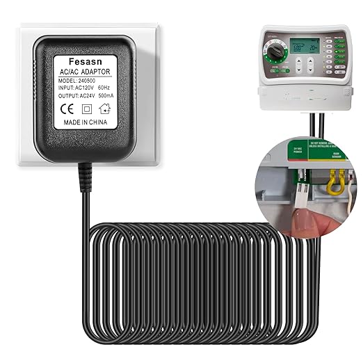 Replacement Rain Bird Power Supply,Compatible Rain Bird UT1 SST Series,Sprinkler System,Indoor Irrigation Timers.24V Sprinkler System Box Power Transformer（9.84 FT Cable）