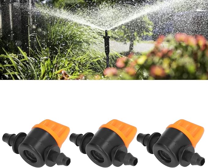 TOPINCN 100pcs Barbed Ball Valve, Drip Irrigation Universal Barbed Valve Mini Pipe Water Valve Through Type Valve Misting Tube Valve for Garden Seeding Cultivation Irrigation