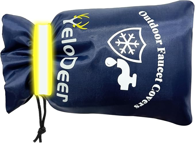 Outdoor Faucet Cover for Winter, Yelodeer 7.1" W X 10.7" H Upgraded Thicken Spigot Pipe Covers, Reusable Waterproof Oxford Faucet Sock, Hose Bib Covers for Winter Insulated Freeze Protection