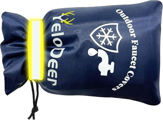 Outdoor Faucet Cover for Winter, Yelodeer 7.1" W X 10.7" H Upgraded Thicken Spigot Pipe Covers, Reusable Waterproof Oxford Faucet Sock, Hose Bib Covers for Winter Insulated Freeze Protection