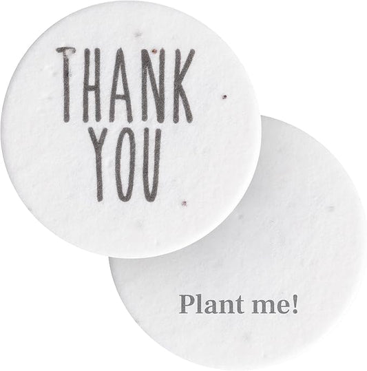 20pcs Thank You Tags Seed Paper – Plantable Wildflower Packets for Weddings, Gifts, & Life Events (20 Round Typewriter)