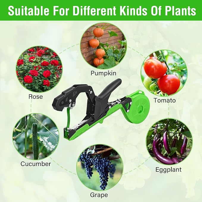 Plant Tying Machine Updated Plant Hand Tying Machine Plant Binding Machines Garden Tying Tool Tape Gun Plant Tie Machine with 10000 PCS Staples 20 Rolls Green Tape for Tomato Grape Pepper