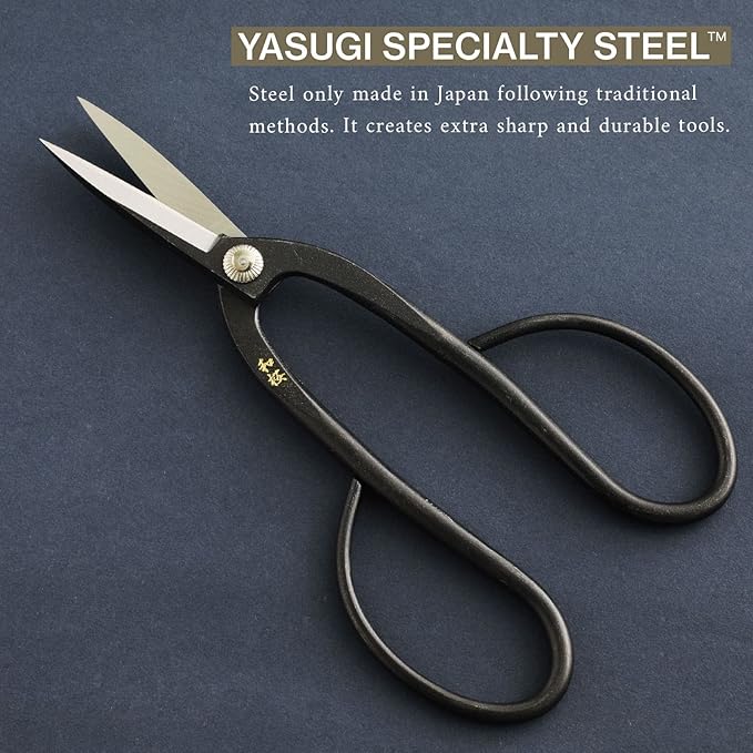 Wazakura Yasugi Steel Made in Japan Ashinaga Bonsai Scissors 8.2 in (210 mm), Bonsai Tree Pruning Shears, Japanese Gardening Tools