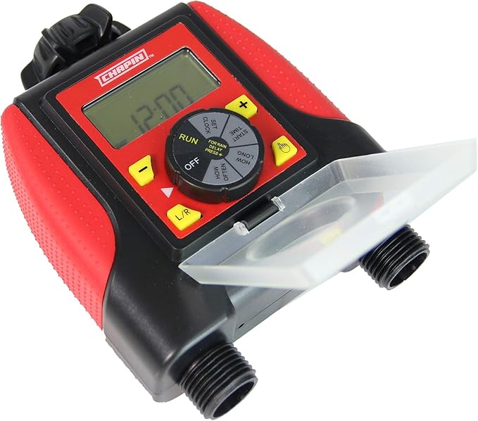 Chapin 41003 Dual Zone Water Timer With Water Resistant Construction, Numerous options for Frequency of Watering/Duration of Watering Settings and up to 116 PSI, Red/Black