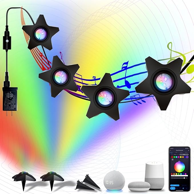 Outdoor Ground Lights 2, 46ft Pond Lights for Patio Decorations, RGB Colored Pathway Light with Music Sync, Underwater DIY Scene Modes for Pool Waterfall, Works with Alexa, Google Assistant