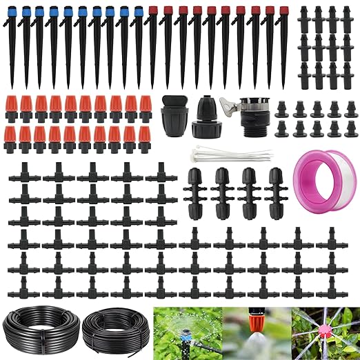 Drip Irrigation System for Garden, 226 Ft Watering System for Outdoor Plants, Greenhouse Sprinkler System Kits, Garden Raised Bed Irrigation Drip Irrigation Kits with 1/2 in,1/4 in Hose