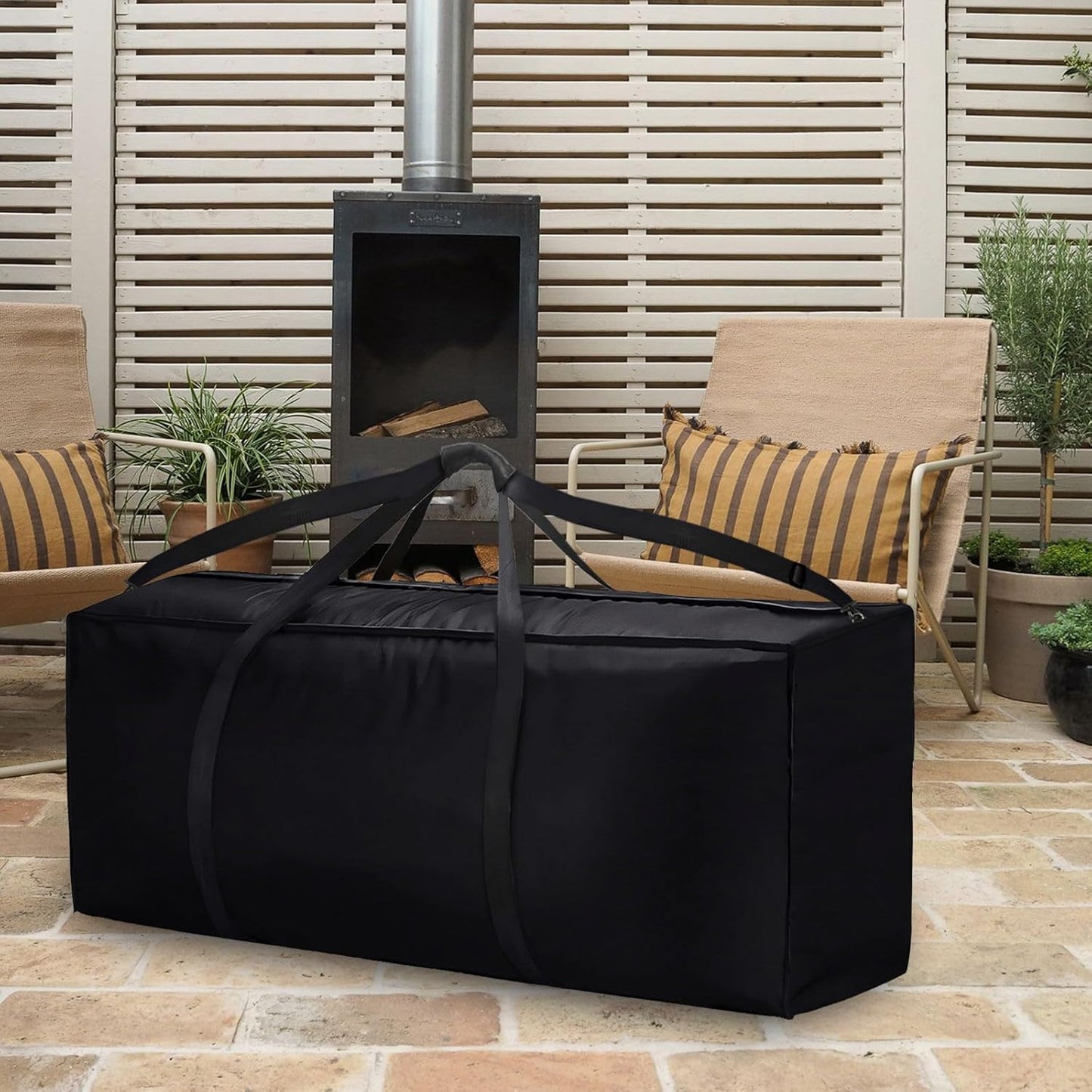 Outdoor Patio Cushion Furniture Organizer Bag Extra Large Storage Duffle Bag 59 inches L x 20 inches W x 27.5 inches H with Shoulder Strap and Handles, Big Foldable Duffle Bag