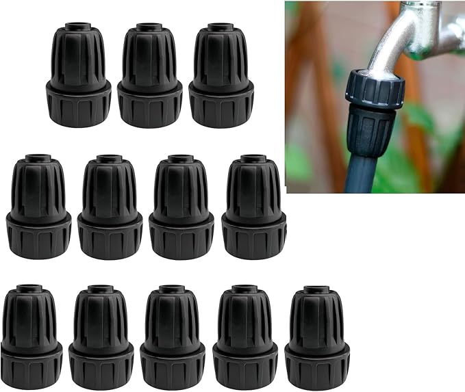 3/4 Inch Female Pipe Thread to 1/2 Inch Drip Irrigation Tubing Adapter: 12pcs 1/2 In. Barbed Drip Line x 3/4 In. Irrigation Hose Connectors 3/4" Garden Hose to 1/2" Drip Tubing Drip (1/2 Inch)