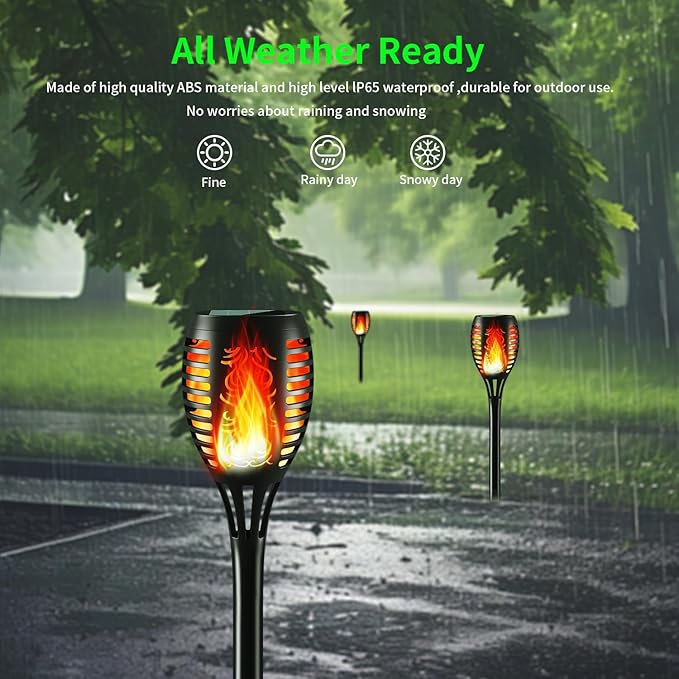 Solar Lights Outdoor, 12LED Tiki Solara Torch Light with Flickering Flame,IP65 Waterproof Mini Solar Torch Light for Outside Garden Patio Pathway Yard Decorations (8pcs)