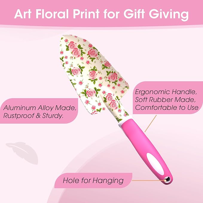 Gardening Tools for Women, 26 Pieces Garden Tools Set, Gardening Gift Set with Storage Bag, Gloves,Gardening Supplies- Butterfly Decors and Colorful Planting Tags Included