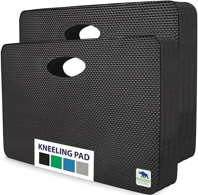 Rugged Rhino Soft Foam Kneeling Pad, Thick Knee Mat Resists Water, Durable Shock Absorbent Pads, Comfortable Strong Rebound, Gardening, Mechanic Tools, Bath Tub Essentials 2 Pack Black Onyx