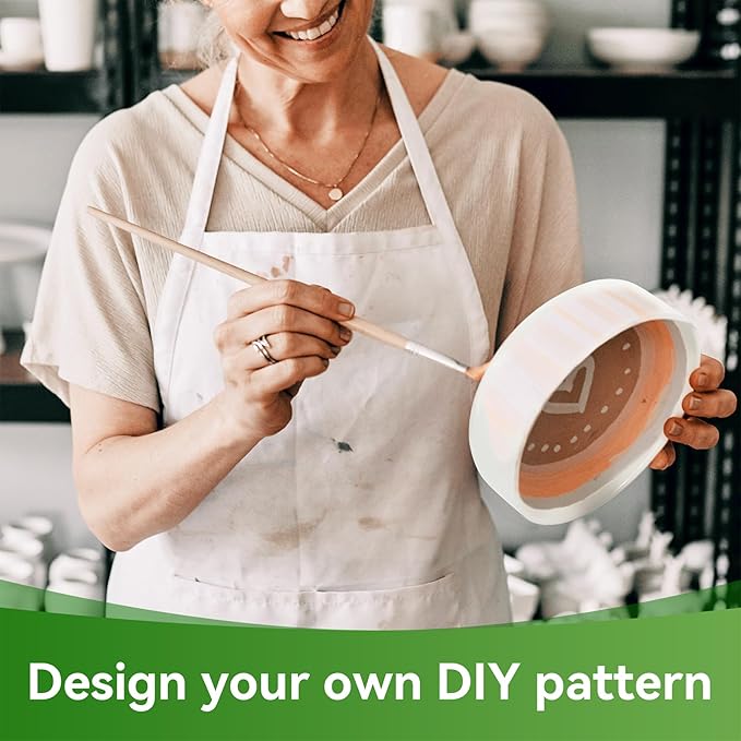 ZOUTOG Plant Pot 6 Inch, Ceramic Succulent Pots for Flower with Drainage Hole & Bamboo Tray, Higher White Round Pack of 2 with Home, Office, Indoor or Outdoor Decor - Plants Not Included