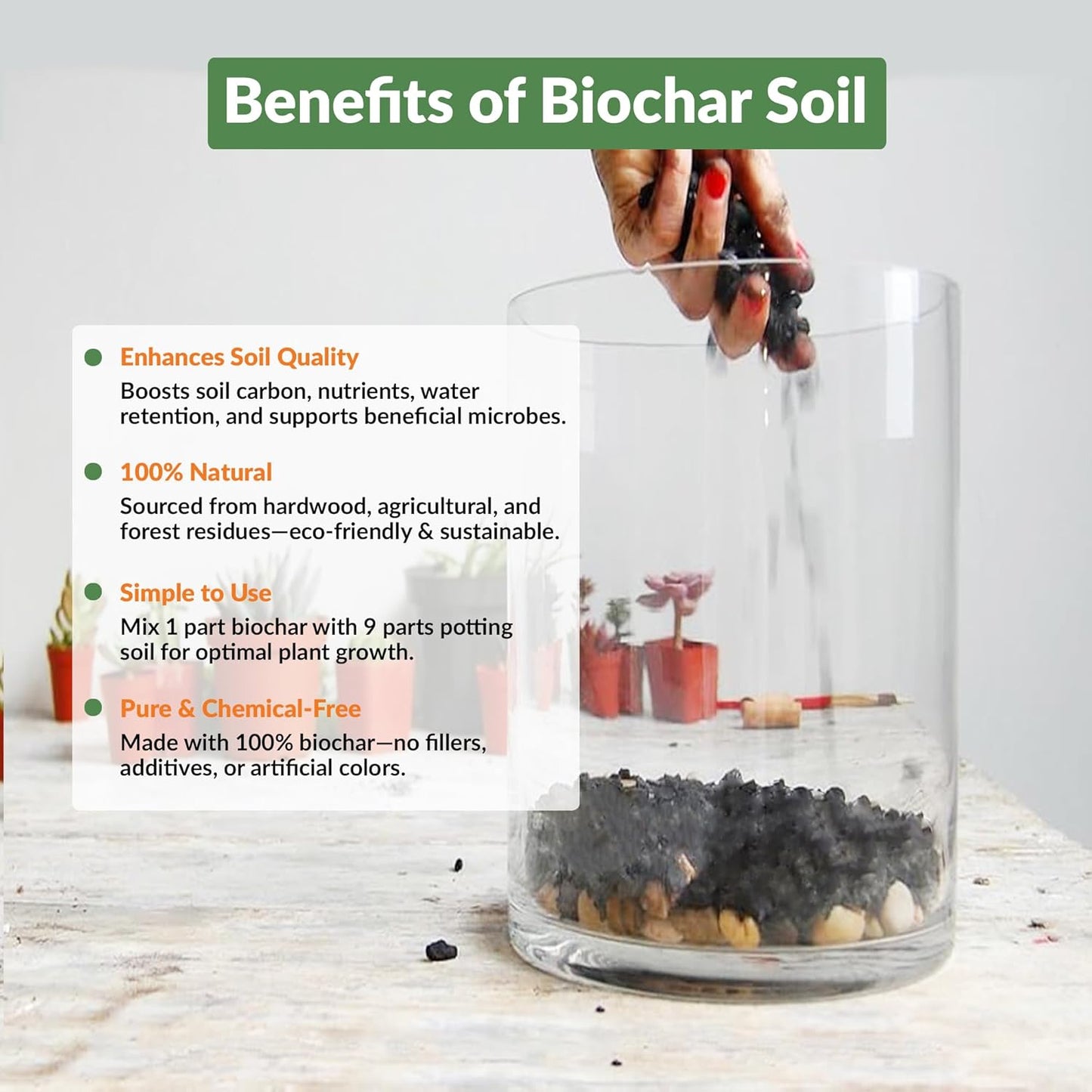 Premium Biochar Soil Enhancer – 100% Organic Charcoal Amendment for Improved Soil Health and Plant Growth (24 Quarts)