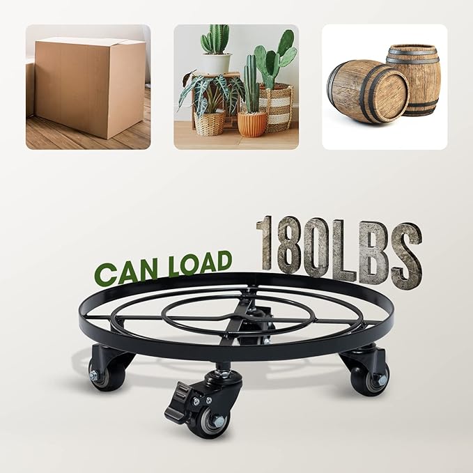 2pack Metal Plant Caddy with Wheels Heavy Duty, 180 Lbs Capacity, 14 Inch, Plant Stand with 360° Lockable Wheels for Plant Pots, Heavy Objects Hauling