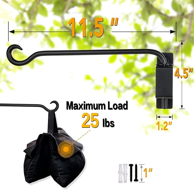 AJART Bird Feeder Hangers Outdoor: Swivel Hanging Plant Bracket for Indoor Wall Mount 12 Inch - 2 Pieces Hummingbird Feeder Hook for Flower Basket