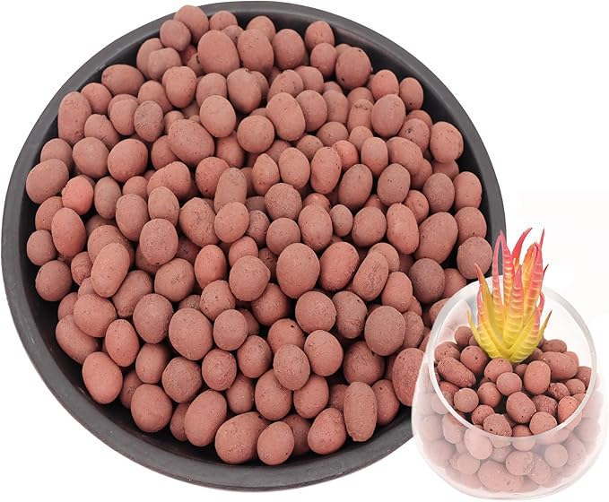11LB LECA Explanded Clay Pebbles, 14-16mm Lightweight Clay Aggregate for Hydroponic Growing, Premium Grow Media for Orchids, Aquaponics Plants and Horticultural Drainage, Natural