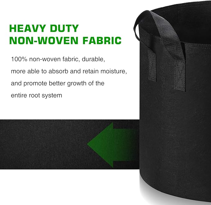 12-Pack 7 Gallon Grow Bags Heavy Duty Thickened Nonwoven Fabric Pots with Durable Handles