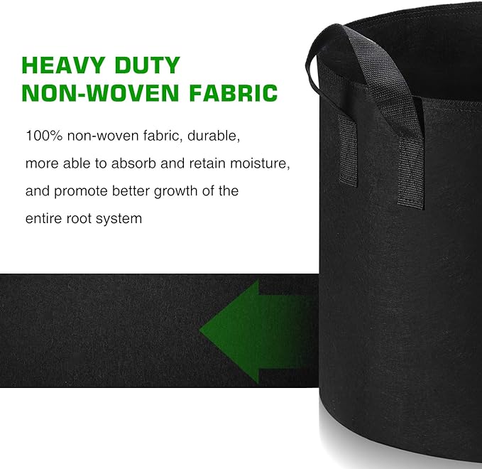 12-Pack 10 Gallon Grow Bags Heavy Duty Thickened Nonwoven Fabric Pots with Durable Handles