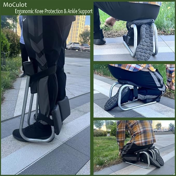 New Knee Seat for Gardening, Protecting Knees, Labor-Saving Tools for Farm Work, Strap on Kneeling Device for Garden (Silver)