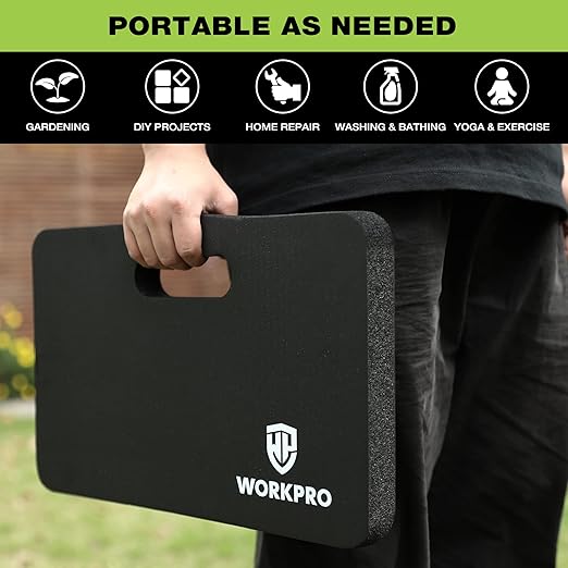 WORKPRO Extra Thick Kneeling Pad, 2-Pack, Soft Foam Cushioning for Knee, Large Foam Kneeler Mat for Gardening, Bathing Baby, Workout Supplies, 17.5 x 11 x 1.5 in, Black