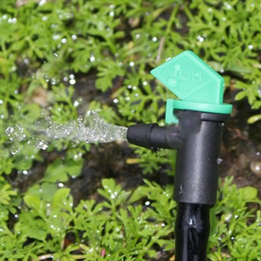 100 Pack 4 GPH Flag Irrigation Dripper Emitter 16L/H Garden Irrigation Drip Emitters Irrigation Emitter Flag Dripper Drip Irrigation Connect 4mm/7mm Hose for Home Garden Trees Herbs (Green)