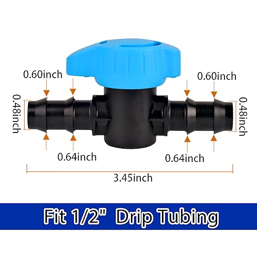 Drip Line Switch Valve Fittings Connectors For 1/2" Drip Tubing, Barbed Valve, Shut-Off Valve Drip Irrigation Parts For Irrigation System-6Pcs/pack