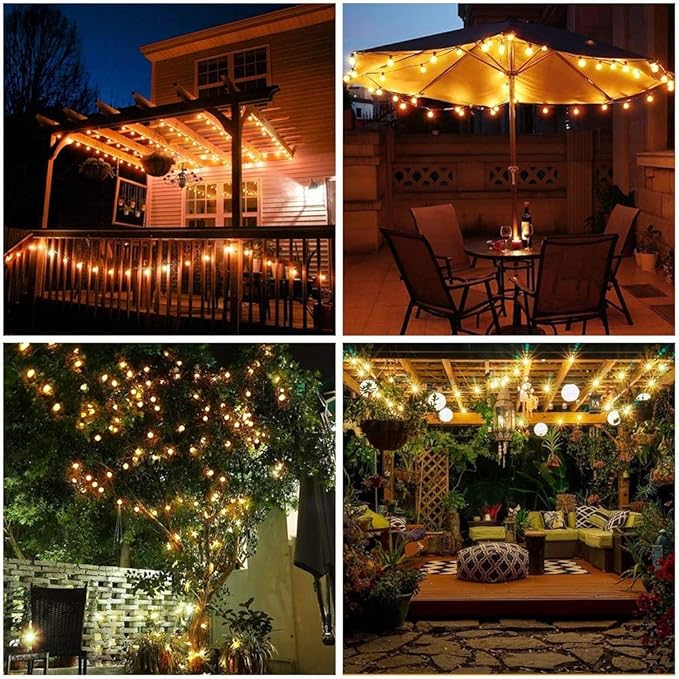 Battery Operated Globe String Lights - Indoor Outdoor String Lights Crystal Globe Lights 8 Modes 30 LED Patio Lights with Timer for Garden Balcony Pergola Party Decor, Warm White, 2 Pack