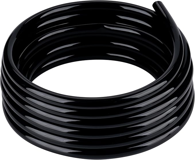 Black Vinyl Tubing 1/4” ID × 3/8” OD - 50 Feet PVC Flexible Plastic Tube Hybrid Hose, Transfer Water Air Oil for Pond Fountain Garden, Non-toxic and BPA free