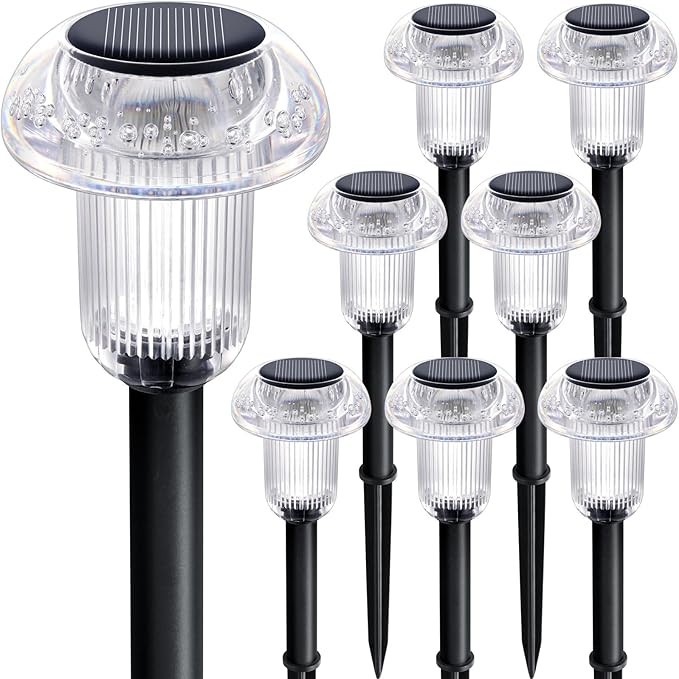 Solar Lights Outdoor Pathway Lights 8 Pack LED Waterproof Color Changing Mushroom for Garden Landscape Path Lawn Yard Decor