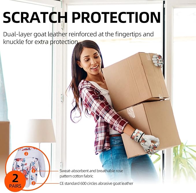 Vgo... Gardening Gloves for Women, Goatskin leather,Puncture Resistant Palm and Fingertips,Touchscreen(GA3561)