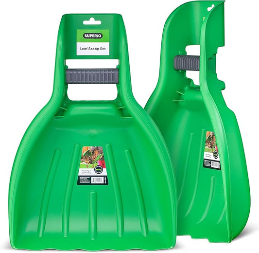 Leaf Collector, Leaf Scoops, Hand Rake for Leaf Picker Upper Gardening Hand Tools, Lawn Cleaning Garden Rake 1 Pair Leaf Scoop, Green Plastic Leaf Grabber, by Superio