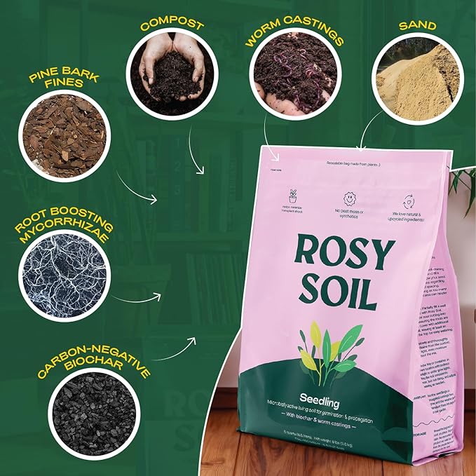 Seedling Seed Starter Soil Mix - Peat-Free Organic Potting Mix for Seeds, Cuttings, Microgreens- Enriched w/Worm Castings, Root-Boosting Biochar, Less Prone to Gnats for Germination & Propagation- 8qt