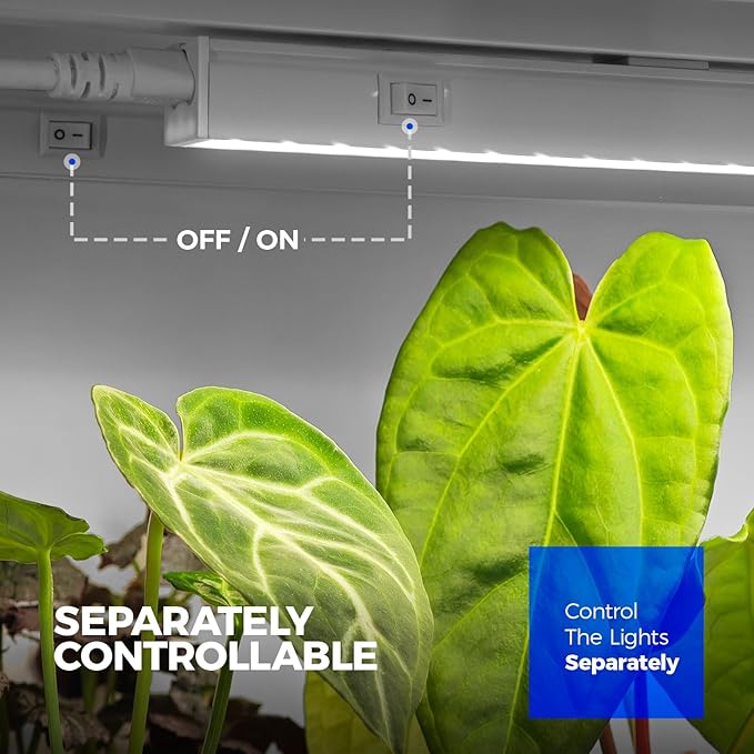 Barrina T5 Grow Lights for Indoor Plants Full Spectrum, 3FT 128W (8 X 16W) Indoor Plant Light with Separate Switch, Linkable Grow Lamp, Indoor Plant Lights for Growth, Plug and Play, 5000K, 8 Packs