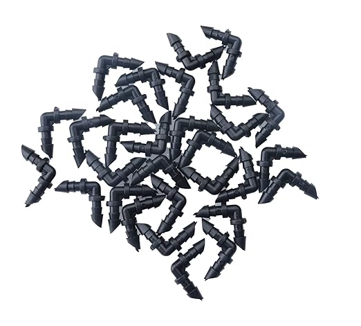 Sowaka 30 Pcs Drip Irrigation Fittings Kit Black 1/4 Inch Tube End Goof Hole Plugs Irrigation Stoppers for Drip Systems Home Garden Lawn Supplies (Elbow)