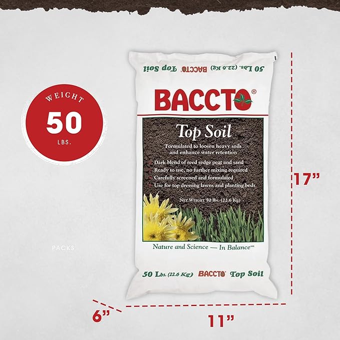 1550P Baccto Top Soil for Lawns, Gardens, and Raised Planting Beds with Reed Sedge, Peat, and Sand, 50 Pounds (3 Pack)