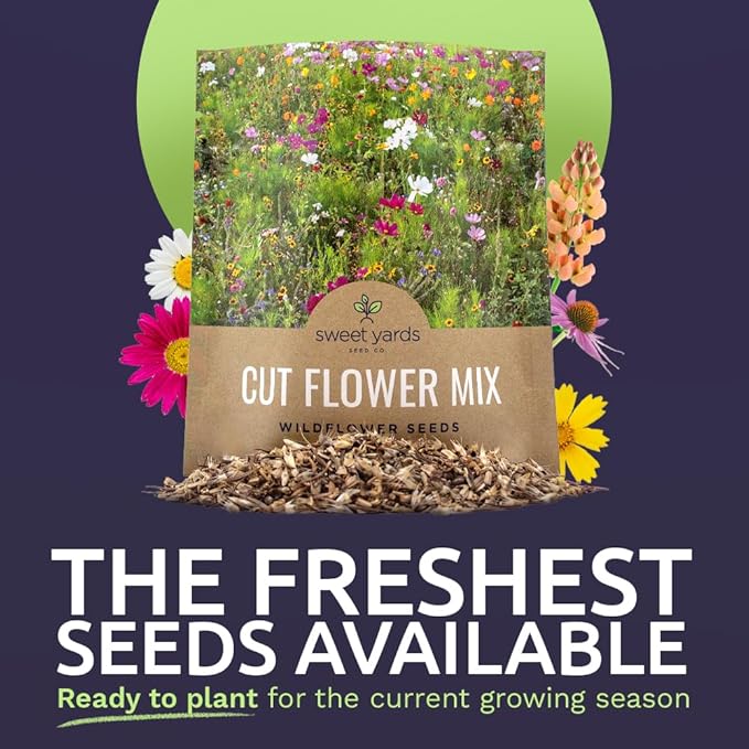 Cut Flower Garden Seeds - Extra Large 1 Ounce Packet - Over 7,500 Fresh Open Pollinated Non-GMO Wildflower Seeds - Long Lasting Annuals and Perennials with Bright Colors