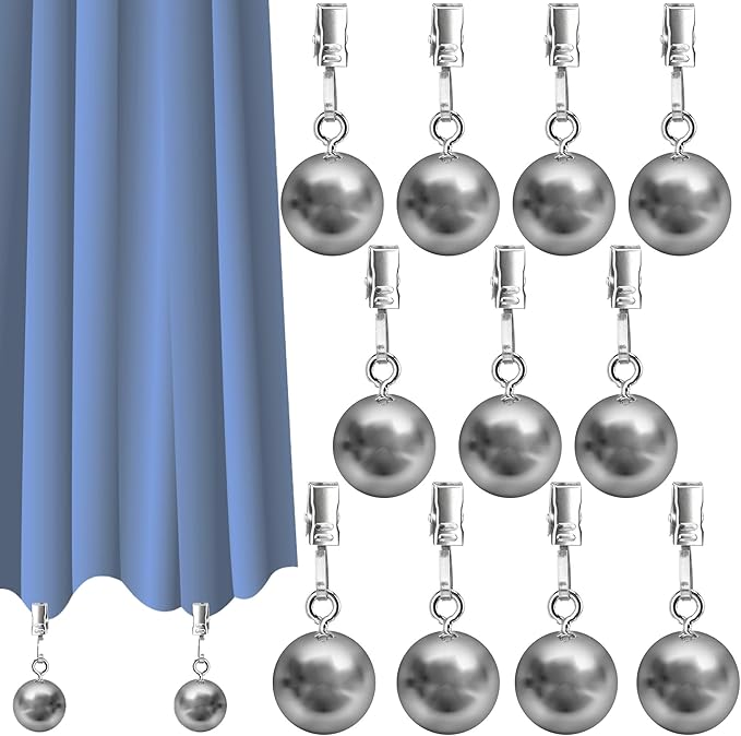 10 Pack Heavy Duty Curtain Weights, Heavy Weights for Outdoor Curtains of Pergola Patio Gazebo Cabana, Stainless Steel Weight Clip Down Curtain, Garden Flag, Shower Curtain, Tablecloth