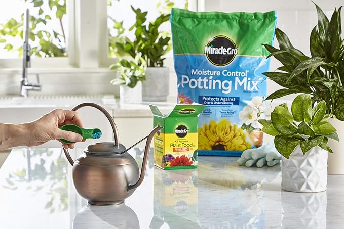 Miracle-Gro Moisture Control Potting Mix and Water Soluble All Purpose Bundle of Soil (8 qt.) and Plant Food (1.5 lb.) for Plants & Flowers Grown in Containers
