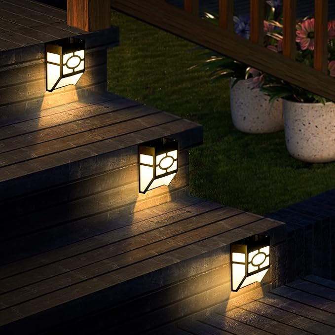 Solpex Solar Deck Lights,Solar Fence Lights, 2 Modes Christmas Decoration Lights,Unique Pattern, Waterproof Automatic Outside, Deck, Patio, Stairs, Yard, Steps, Path & Driveway (RGB & Black 8-Pack)
