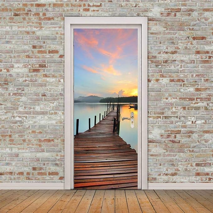 3D Door Stickers Murals - Peel & Stick Wallpaper - Self-Adhesive Decals - Removable PVC - Waterproof - Bedroom & Living Room - 31.5" x 78.7"