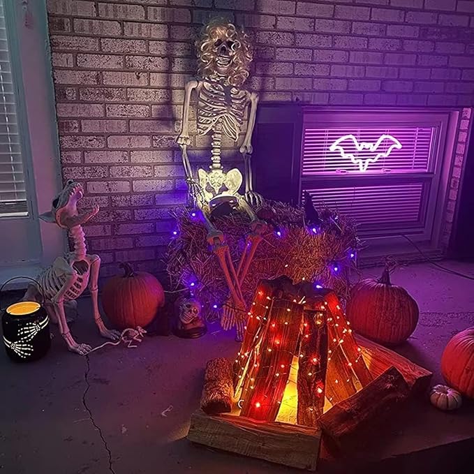 QITONG 4 Pack Orange Solar Fairy Lights, Each 33ft 100 LED Solar Christmas Lights Outdoor Waterproof, 8 Modes Christmas String Lights