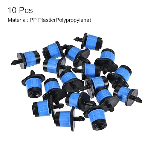 MECCANIXITY Drip Emitters Fan Shape Adjustable 360 Degree Blue for 1/4" Irrigation Tube Hose 10pcs