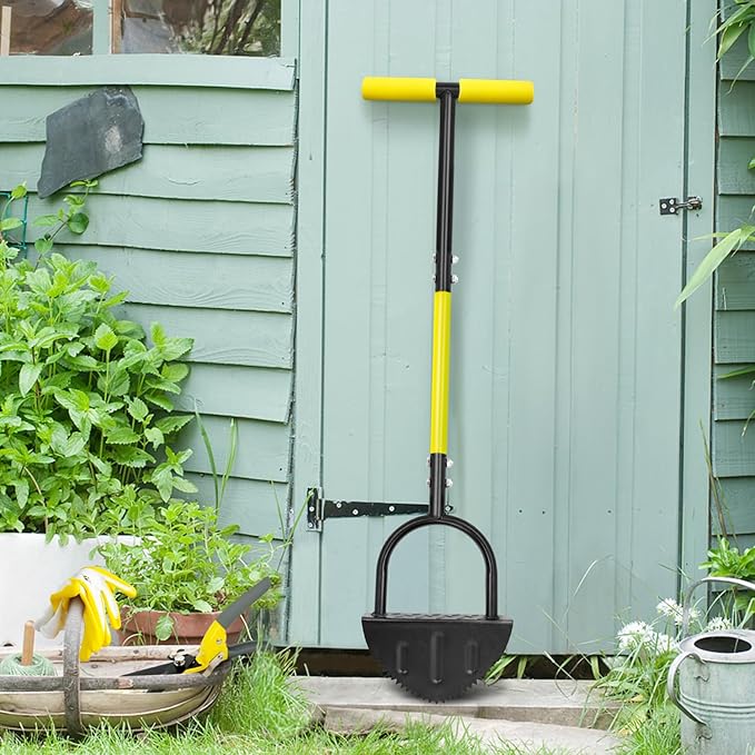 Manual Edger, Half Moon Edger, Saw-Tooth Garden Edger Hand with Steel Long Handle, Lawn Edger for Garden Sidewalk Flower Beds