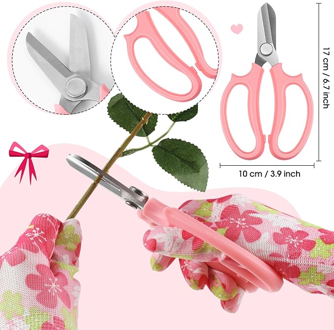 WILLBOND 10 Pcs Rose Thorn Stripper Tool Valentines Gifts Florist Supplies Rose Thorn Remover Kit Garden Remover for Flower Stripper Kit Florist Tool, Floral Gloves Tape(Pink,Flower)
