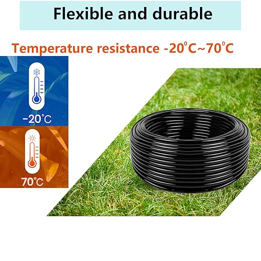 100 Foot (30 m) Drip Hose,1/4 Inch Blank Distribution Hose Drip Hose with 10 Packs of 1/4 "Drip Tee Connectors,Suitable for Quick Connector Irrigation Systems,Small Garden Irrigation Systems