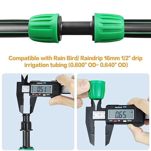 20 Pieces Drip Irrigation Fittings for 1/2 Inch Drip Tubing (1/2" ID x 0.65" OD)：1/2'' Irrigation Tubing Connectors Including Couplings Tees Elbows Valves Reducing Tee Plugs 3/4" Adapters